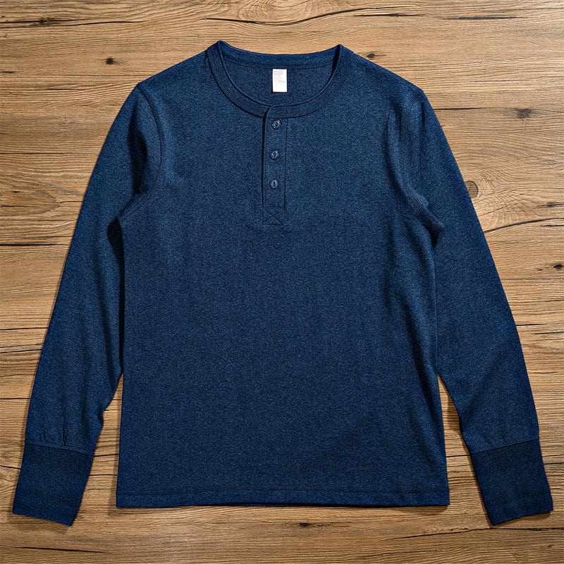 Camicia Henley a manica lunga maschile - T -shirt di cotone a colore Camicia Henley a manica lunga maschile - T -shirt di cotone a colore