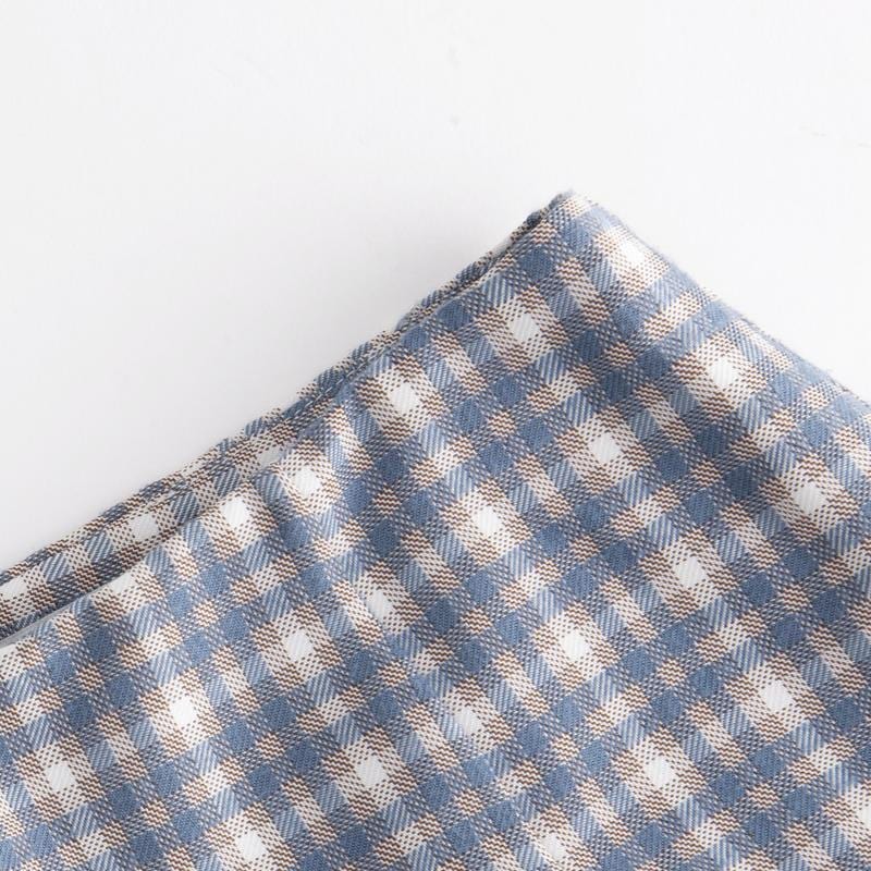 Color Block TR Checked High Waist Slim Mini Pencil Skirt - Yosummer