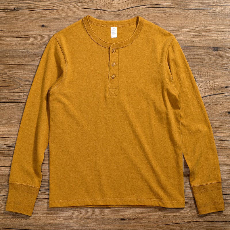 Premium Cotton Henley Shirt Long Sleeve T-Shirt (Narrow Cuff ) | 250 gsm - Yosummer