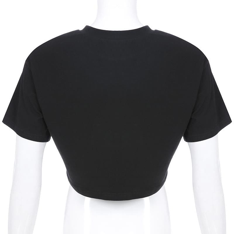 Short - Sleeve Crop Top T-shirt Round Neck - Yosummer
