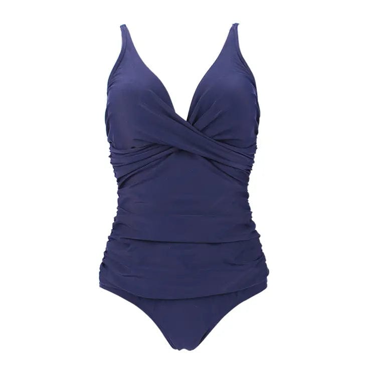Yosummer Women Frill Seam V Neck One-piece Swimsuit