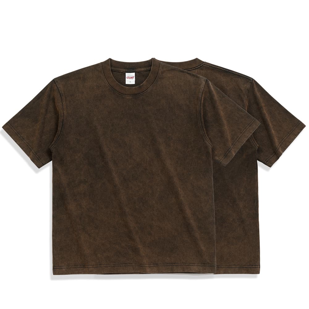 Brown | Enzyme Washed Heavyweight Short Sleeves Tshirt | 300 gsm