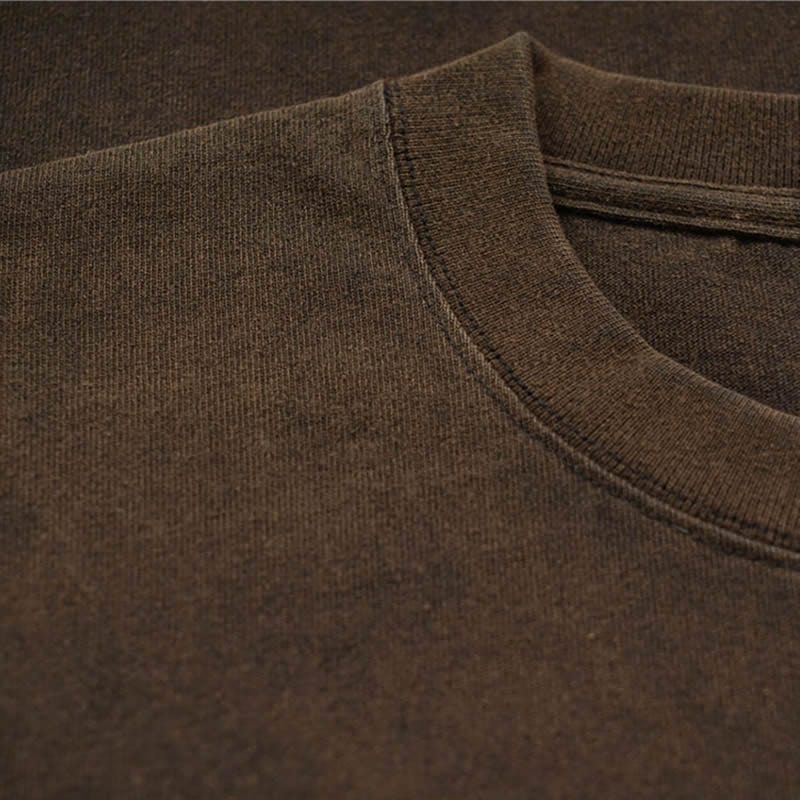 Brown | Enzyme Washed Heavyweight Short Sleeves Tshirt | 300 gsm