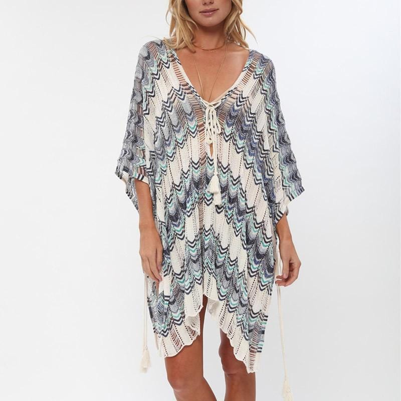 Knot Front Open Back Crochet Cover Up