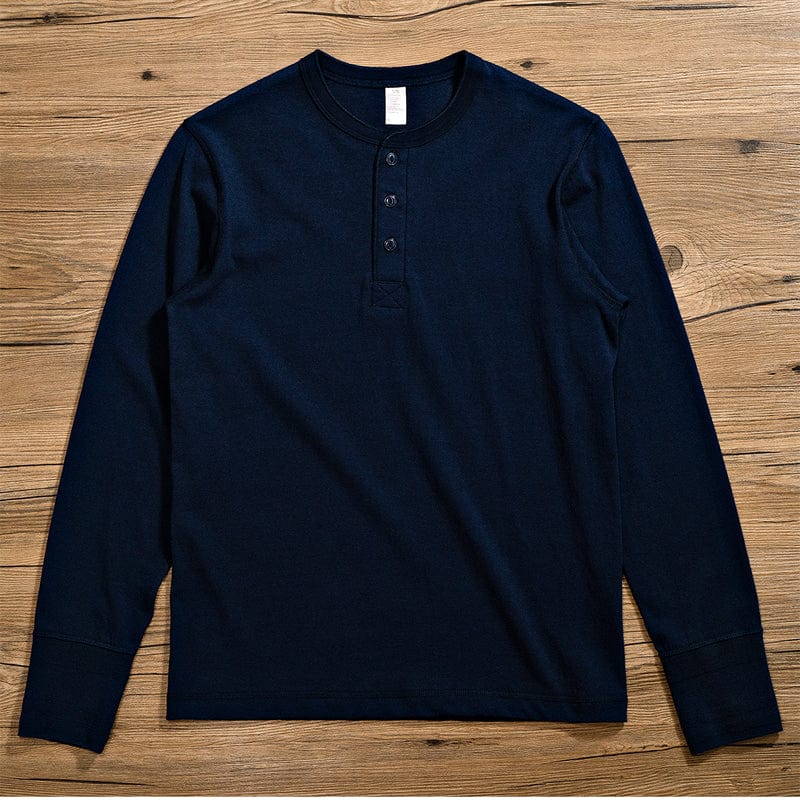 Premium Cotton Henley Shirt Long Sleeve T-Shirt (Narrow Cuff ) | 250 gsm