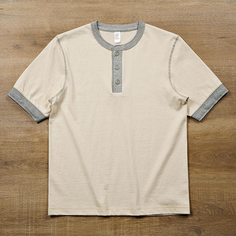 Premium Cotton Henley Shirt Short Sleeve T-Shirt | 265 gsm
