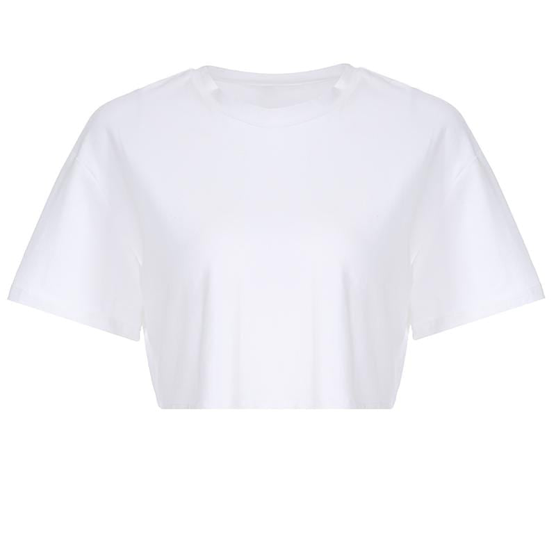 Short- Sleeve Crop Top T-shirt Round Neck