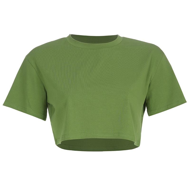Short- Sleeve Crop Top T-shirt Round Neck